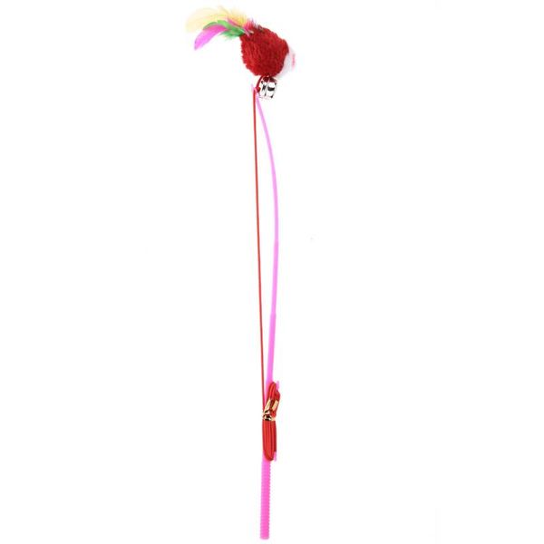 

cat toys alloy simulation mouse dangler wand elastic teaser rope pet self entertainment feather rod wire interactive