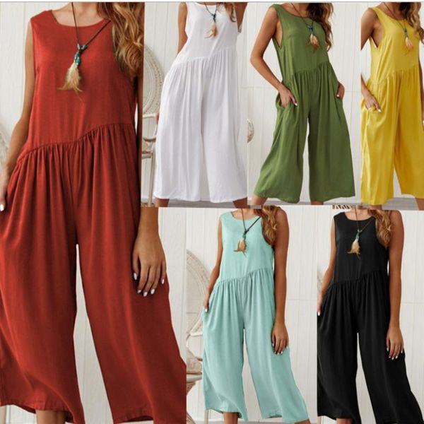 

women's pants & capris elegant solid color vest jumpsuit, Black;white