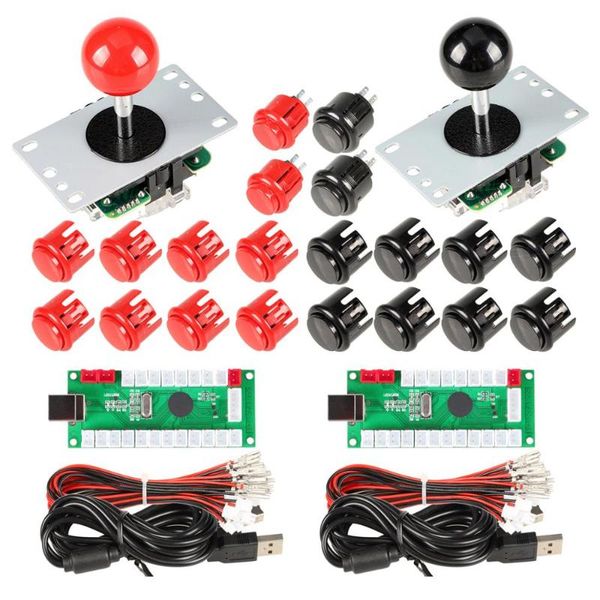 

game controllers & joysticks 2 player arcade diy kit usb encoder to pc joystick + buttons for raspberry pi video games parts