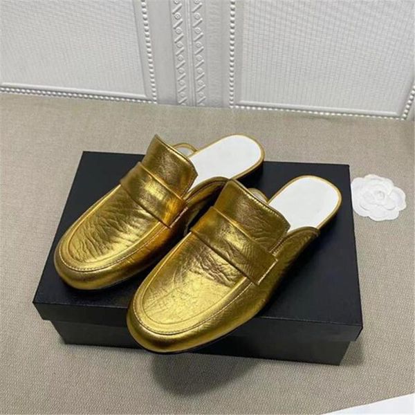 

half slippers brand mules females leather shoes ladies outdoor slides cozy flip flops covered toe footwear flat women, Black