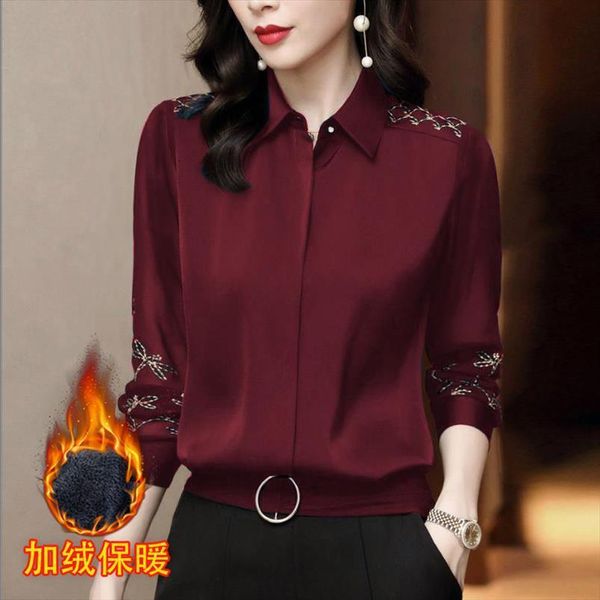 

embroidered autumn long sleeve loose womens blouses blusas ropa de mujer, White