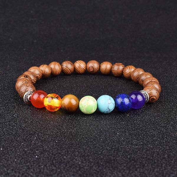 

beaded, strands classic wood buddha 7 chakra bracelets men meditation natural stone beads bracelet women prayer jewelry yoga gift, Black