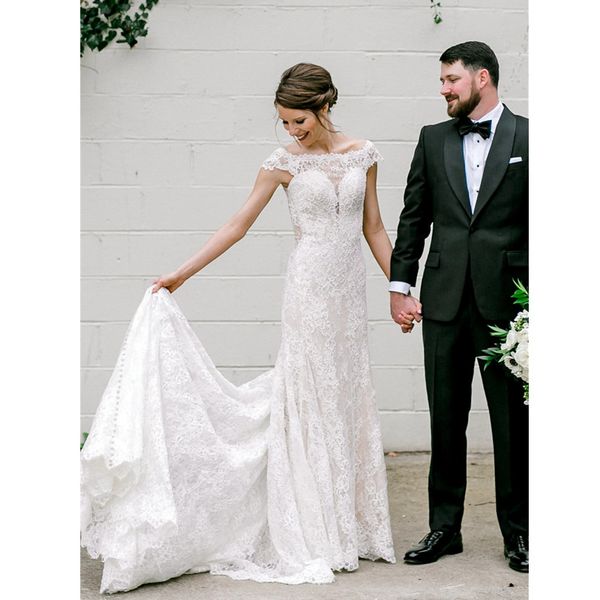 

i straps mermaid wedding dresses, White