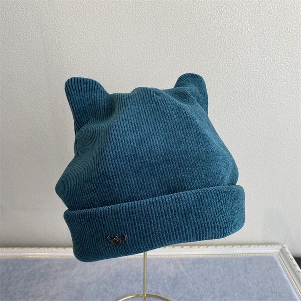 

sweet and lovely knitted hat signature fashion ear cold hat autumn and winter new fashion foreign style cap girl zy, Blue;gray