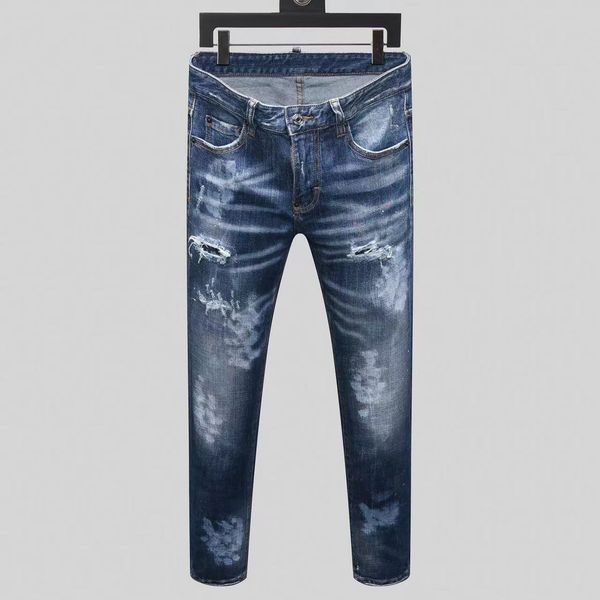 

designer mens jeans motocycle holesluxury denim men fashion, Blue