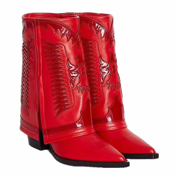 Stivaletti retrò da donna Stivali da cowboy western invernali in pelle Slip on Knight Pantaloncini traspiranti Stivali casual da donna