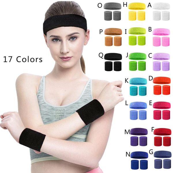 

fashion sweatband set sports 1pc headband 2pc wristband moisture wicking absorbing towel running sport hair bands f1 yoga