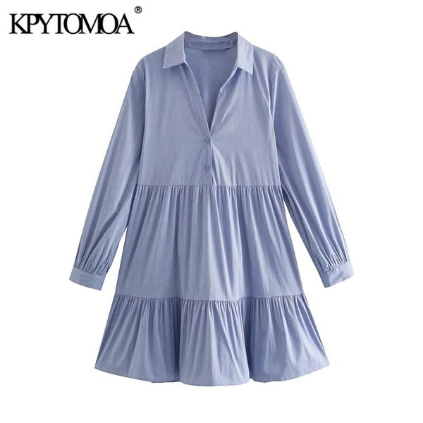 

women chic fashion with buttons ruffles mini dress v neck long sleeve female dresses vestidos mujer 210420, Black;gray