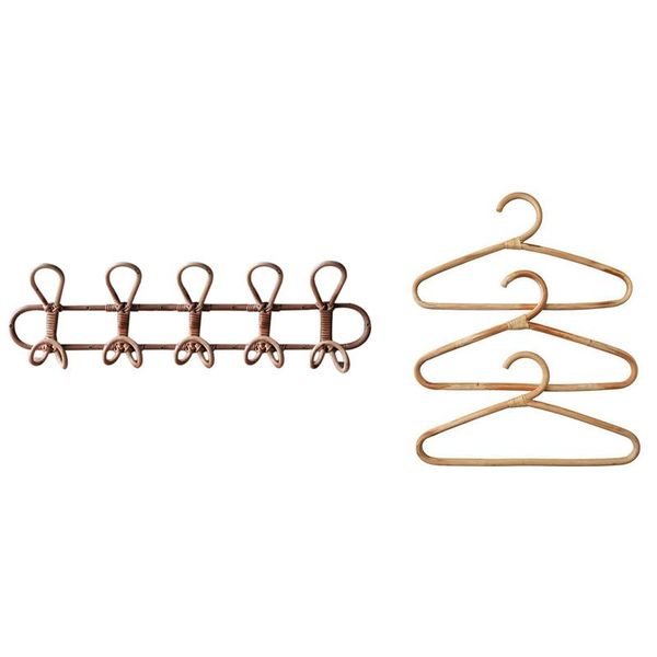 

hooks rails 1 st stor vintage rattan klÃ¤dhÃ¤ngare vÃ¤gg 3