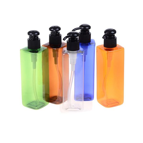 

hand pump plastic bathroom liquid soap dispenser shampoo bottle transparent square + round
