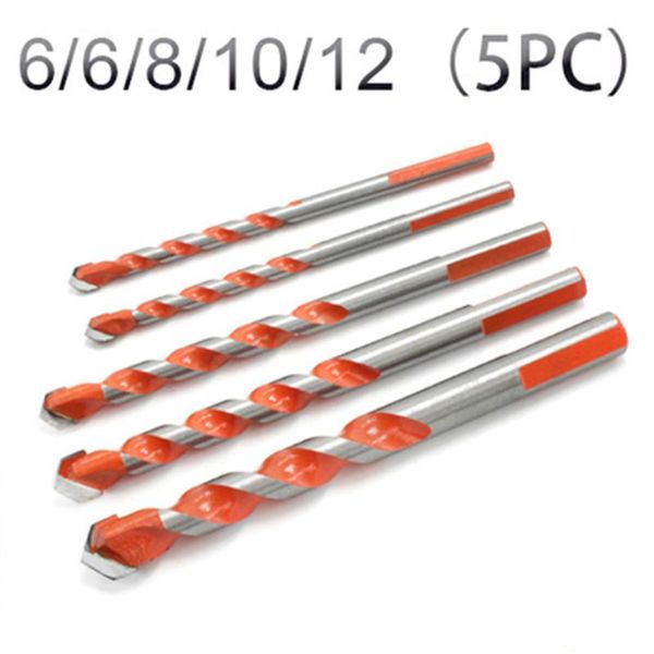 

professional drill bits 5pcs masonry set concrete tile wood floor bit tungsten carbide tip power tool 6/6/8/10/12 mm