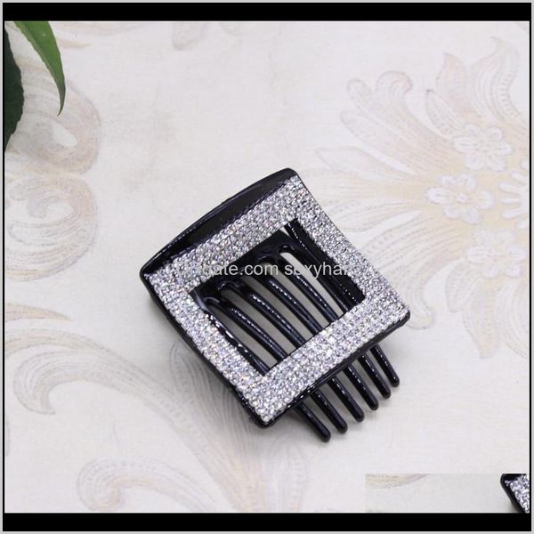 

clamps jewelry drop delivery 2021 korean rectangular full acrylic grip large womens curling hair water drill horsetail duck bill clip head o, Slivery;golden