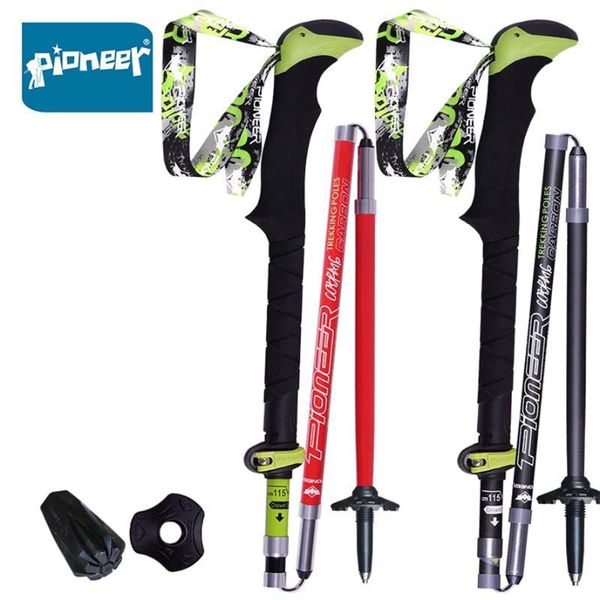 

pcs/lot carbon fiber trekking poles folding hiking ultralight travel nordic walking sticks outdoor sports camping crutch