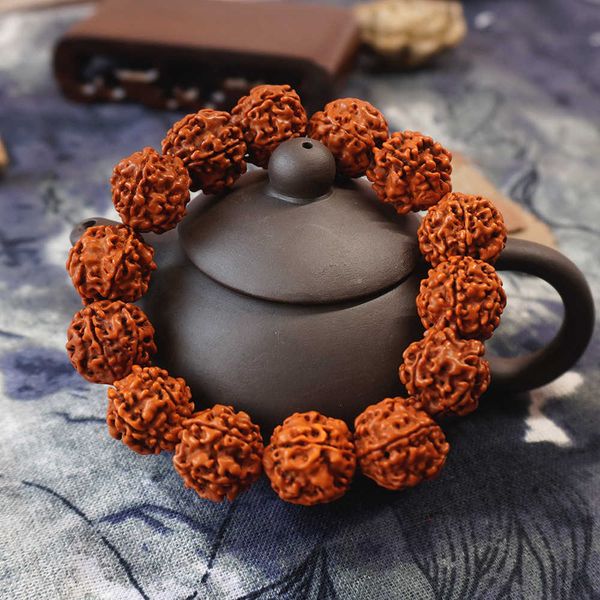 

vajra bodhi five petals fried meat double dragon pattern scattered pearl red skin original seed beaded bracelets, Black