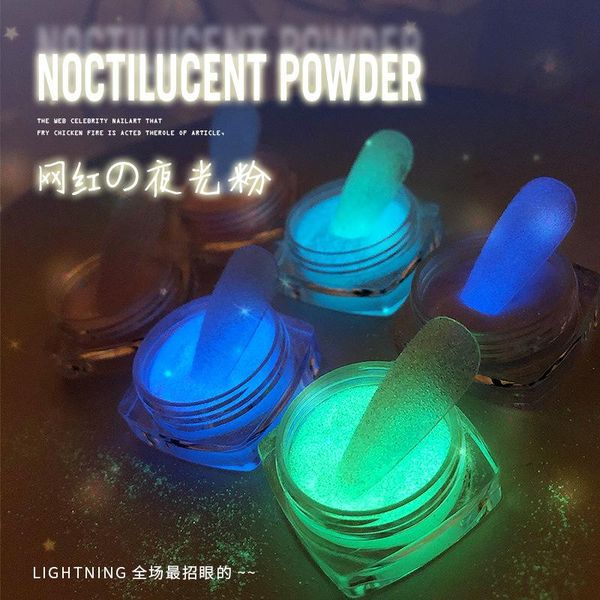

nail glitter 1pcs 6 colors fluorescence luminous disco dancing powder glow dark sugar, Silver;gold