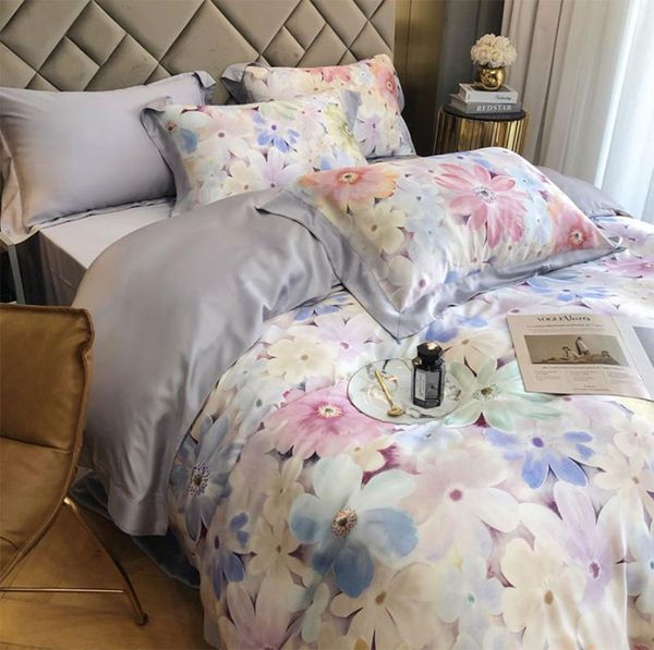 

bedding sets romantic colorful flower set girl,full  king 60s comfortable home textile bedsheet pillow case duvet cover