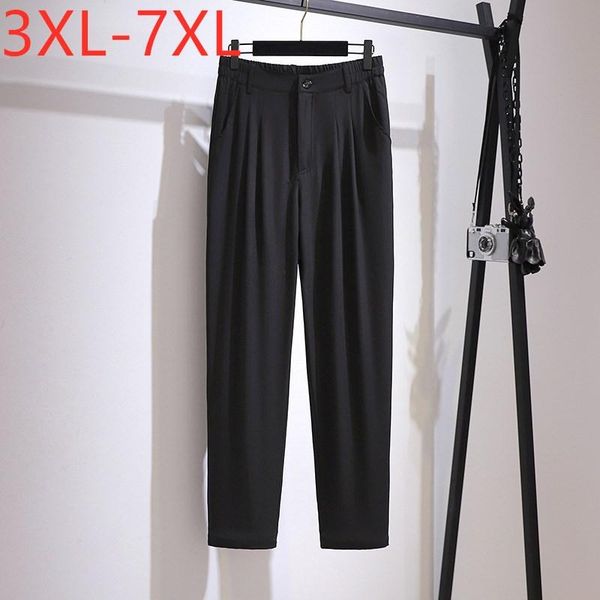 

ladies spring summer plus size long formal pants for women large loose black straight trousers 3xl 4xl 5xl 6xl 7xl women's & capris, Black;white