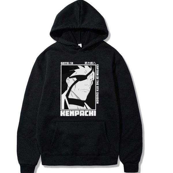 

men's hoodies & sweatshirts harajuku anime bleach zaraki kenpachi cotei 13 women manga cartoon crptaih of the iith oiuisow long sleeve, Black