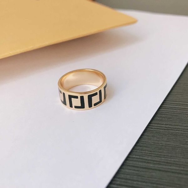 

01 f / fen family 2021 early spring new simple black letter ring female, Silver