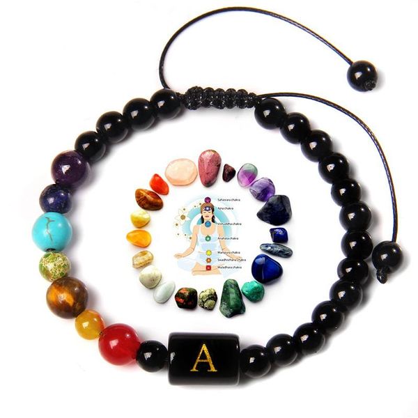 

beaded, strands 7 chakra healing beaded bracelet natural tiger eye stone 6mm onyx beads buddha prayer jewelry gift women men, Black