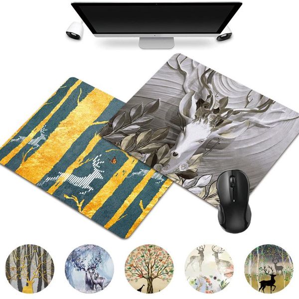 

mouse pads & wrist rests smooth gaming pad pu leather computer mat portable small 25x21cm office desk accessories cute deer pattern series
