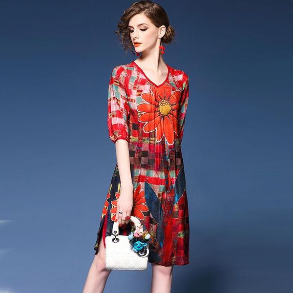

bright print heavyweight dress in autumn and winter 2021 casual dresses, Black;gray