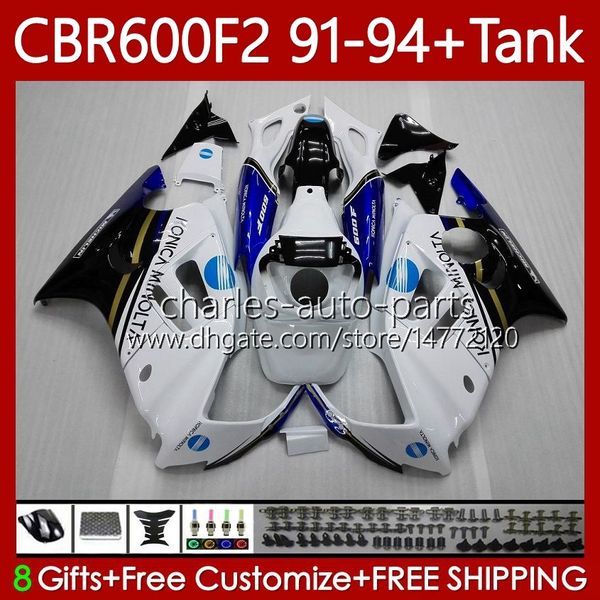 Fairings + Tank para Honda CBR 600 600F2 CBR600 F2 FS CC 1991 1992 1993 1994 CORPO 63NO.132 CBR600F2 KONICA AZUL 600CC 600FS 91-94 CBR600-F2 CBR600FS 91 91 94 Kit de carroçaria