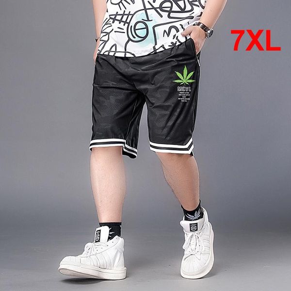 

men's shorts summer men baggy short pants fashion casual leaf embroidery camouflage breathable bottoms male plus size 7xl ha111, White;black