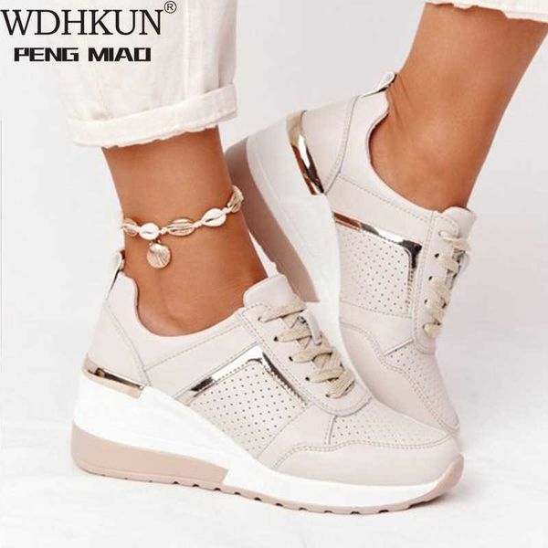 

new women sneakers lace-up wedge sports shoes women's vulcanized casual platform ladies comfy females