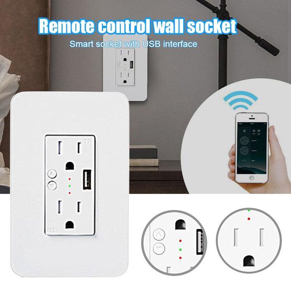 

smart power plugs wifi wall outlet usb interface multi port in-wall socket support app remote control nc99