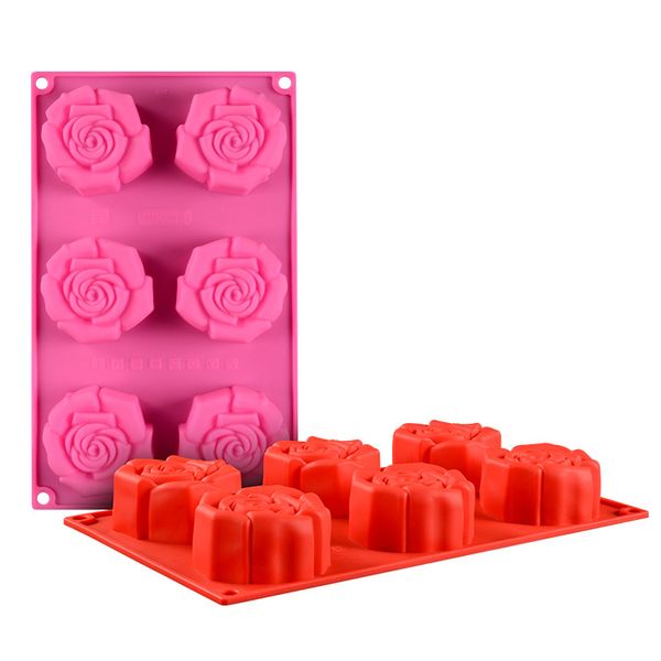 

silicone baking moulds cake mold 6 rose holes jelly pudding utensils 1221043