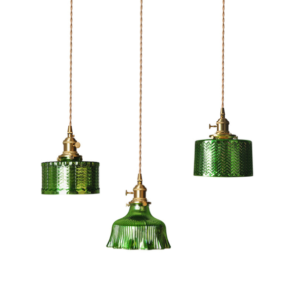 

pendant lamps vintage nordic brass glass droplight carved water wave pattern hanging lights copper lighting lampshades
