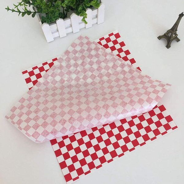 

food savers & storage containers 100 pcs checkered deli candy basket liner wrap papers, fat repellent, sandwich burger packing, red and whit