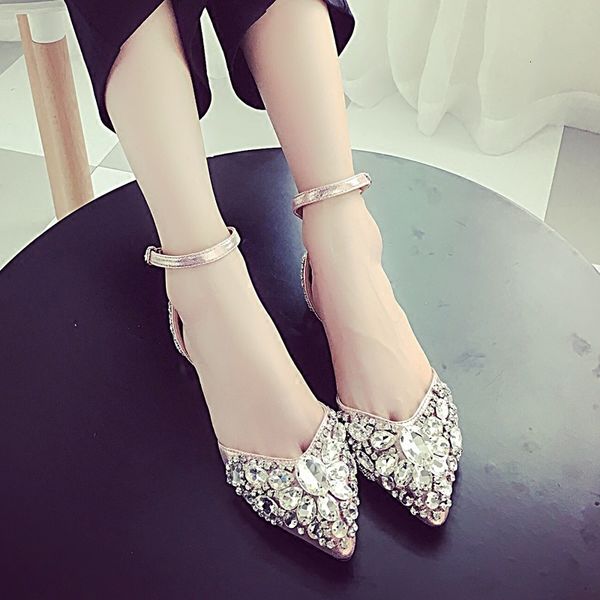 

slippers 2021 summer all-match flat sandals pointed bow bridal wedding shoes banquet dress women s9eu, Black