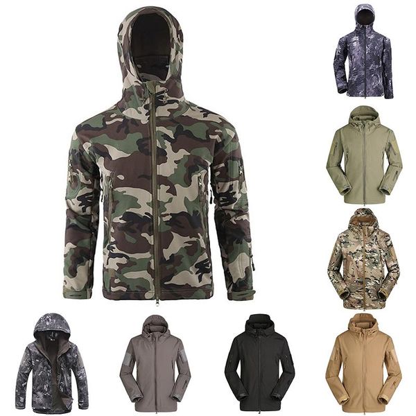 

men's jackets tactical jacket men outdoor military camouflage waterproof soft shell mens winter warm fleece flight coats hunt clothes, Black;brown