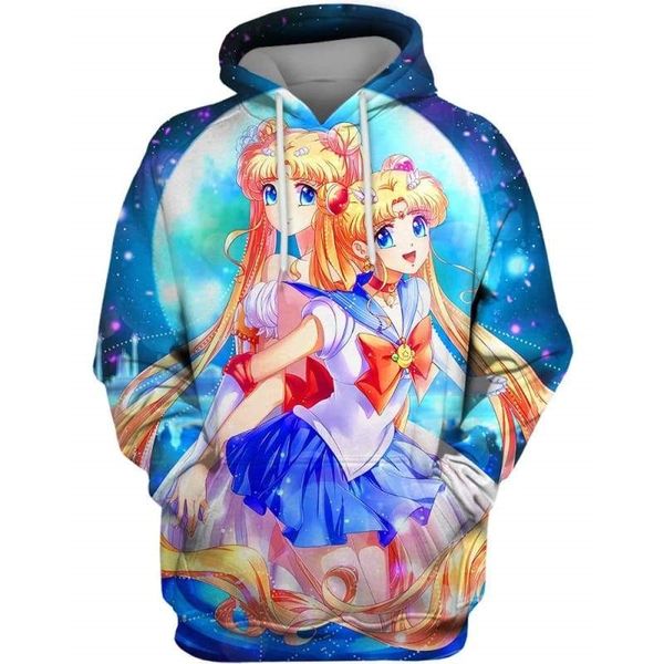 

sailor moon pattern men is a 3d printed hoodie visual impact party punk goth round neck american sweatshirt hoodie, Black