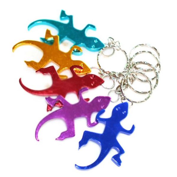 Atacado 500 PCS Gecko Lagarto Garrafa Opener Keychain Alumínio Liga de Cerveja Opener Promoção Keyring Presente Personalizado Laser