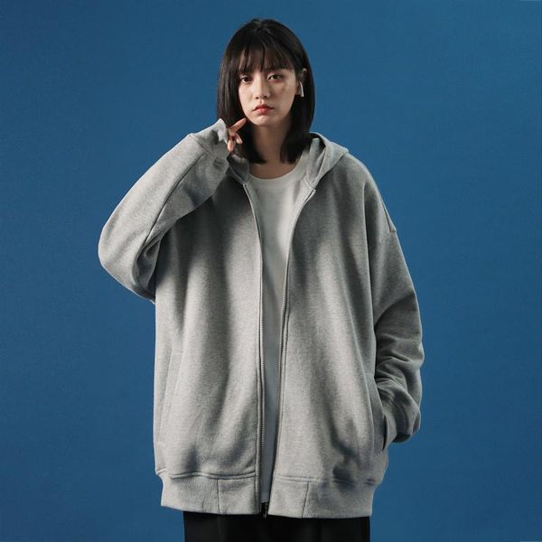 

women's hoodies & sweatshirts spring autumn zipper oversize streetwear women hoodie korean female coat sweatshirt sudadera mujer wpy635, Black