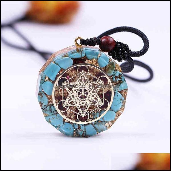 

pendant necklaces & pendants jewelry orgonite natural turquoises reiki healing energy generator emf radiation protection necklace 220121 dro, Silver