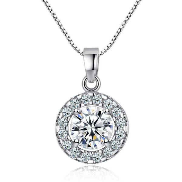

pendant necklaces uxn401 925 sterling silver round zircon girls' collarbone chain necklace