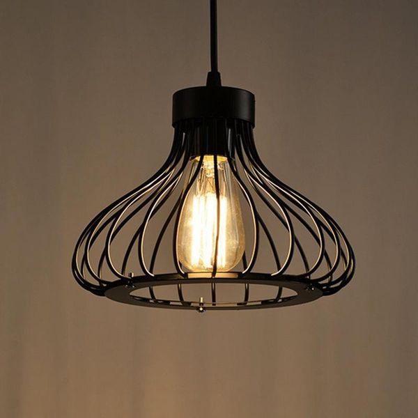 

suspension black industrial cage vintage suspensions luminaire retro antique fixture base e27 ceiling light fix pendant lamps