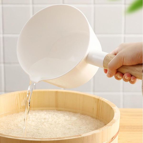 

spoons multifunction water scoop with wooden long handle spoon kitchen supplies