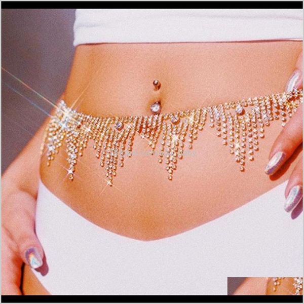 

belly drop delivery 2021 summer crystal thigh leg bikini beach body chain vintage charm night club waist chains belt jewelry pxbwe, Silver
