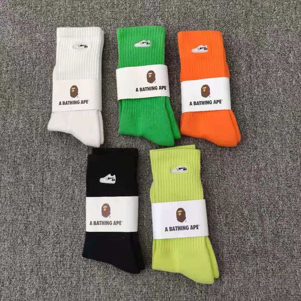 

ape head towel bottom embroidered sports socks outdoor skateboard running men's and women's street socks 4meb, Black
