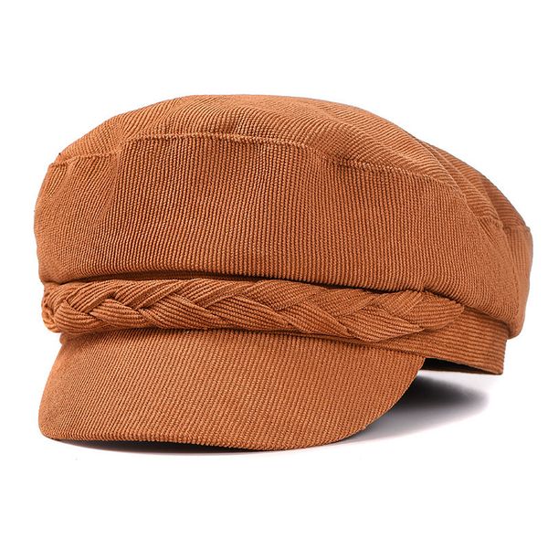 

female beret british versatile duck tongue octagonal popular casual hat, Yellow