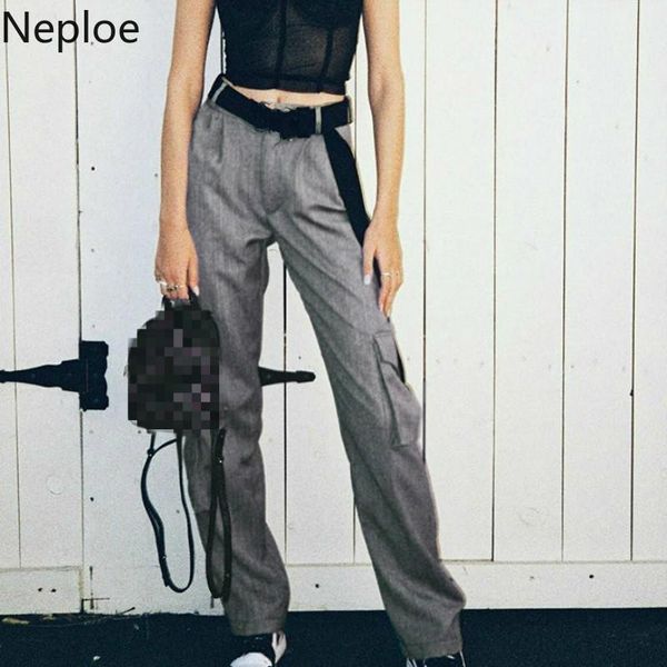 

women's pants & capris neploe solid women summer 2021 fashion safari style trousers loose straight blazer ladies bottoms 43721, Black;white