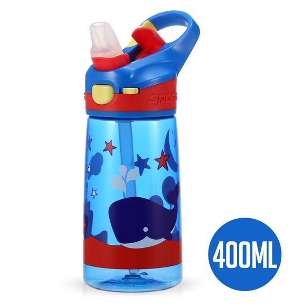 

water bottle 400ml leakproof drinking bpa flip lid with straw for kids sports
