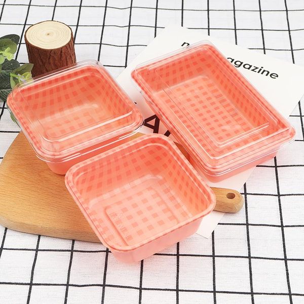 

disposable cups & straws 10pcs net red square cake box packaging diy dessert macaron lunch fruits salad tiramisu food container plastic with