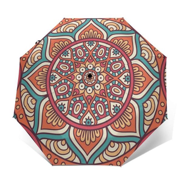 

umbrellas sunny umbrella bohemian mandala automatic folding portable men women sunscreen rain windproof beach parasol