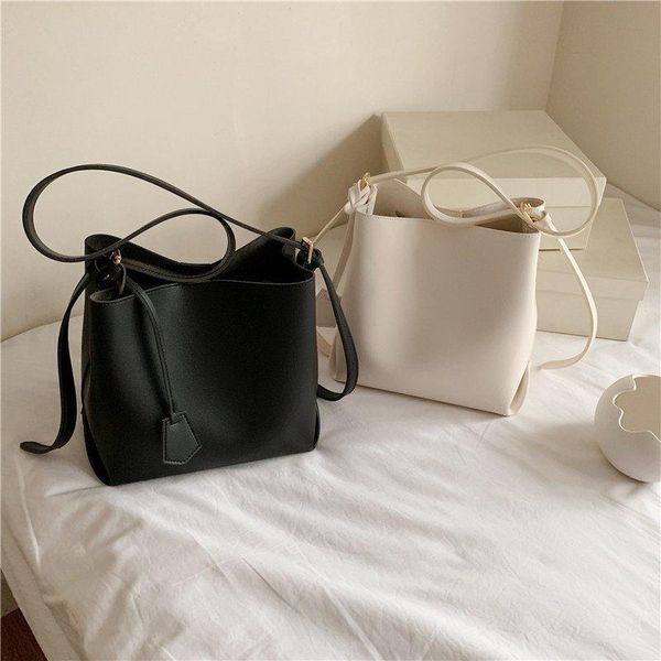 

evening bags 2021 korean literature and art versatile bucket bag texture foreign women's forest simple one shoulder messenger